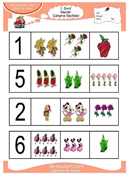 Çocuklar İçin Sayılar Çalışma Sayfaları 